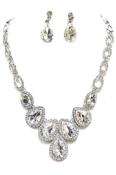 Stone Necklace / Stone Post Earring Set