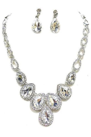 Stone Necklace / Stone Post Earring Set