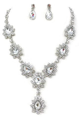 Stone Necklace Set W/ Stone Post Earrings