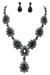 Stone Necklace Set W/ Stone Post Earrings