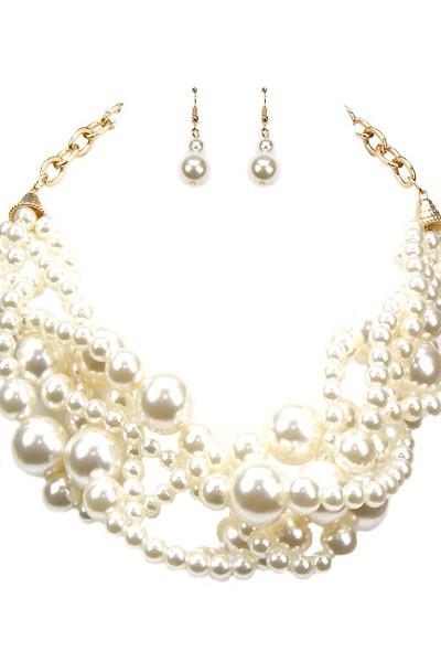 Pearl Multi Line Necklace Set