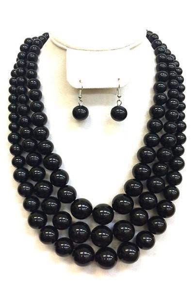 Faux Pearl Necklace Set (Multiple Colors Available)