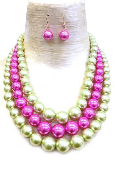 Faux Pearl Necklace Set (Multiple Colors Available)