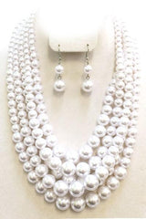 Multi-Layered Pearl Necklace Set with Ear Drop Pearl Earring