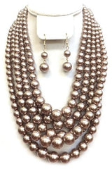 Multi Layered Necklace Set with Earrings