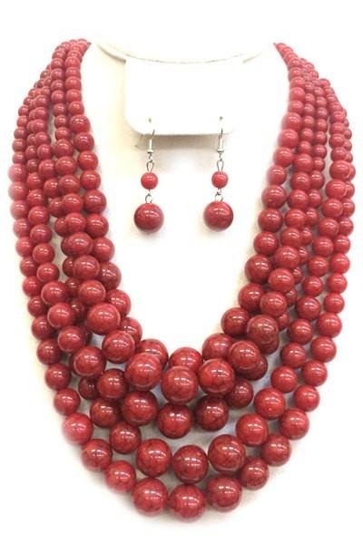 Multi Layered Necklace Set with Earrings