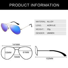 Unisex Classic Aviator Glasses Mirror Sunglasses