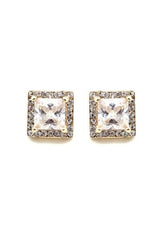 Square Cubic Zirconia Studded Earrings