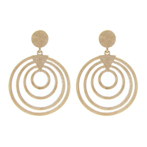 Round Textured Metal Drop Earrings