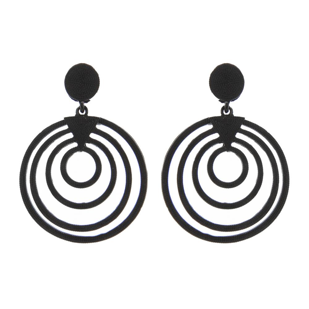 Round Textured Metal Drop Earrings