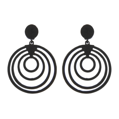 Round Textured Metal Drop Earrings
