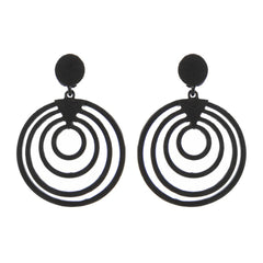 Round Textured Metal Drop Earrings
