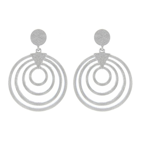 Round Textured Metal Drop Earrings