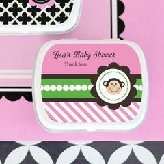 Pink Monkey Party Personalized Mint Tins