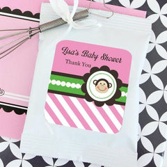 Pink Monkey Party Personalized Hot Cocoa + Optional Heart Whisk