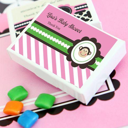 Pink Monkey Party Personalized Gum Boxes