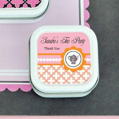 Tea Party Personalized Square Candle Tins