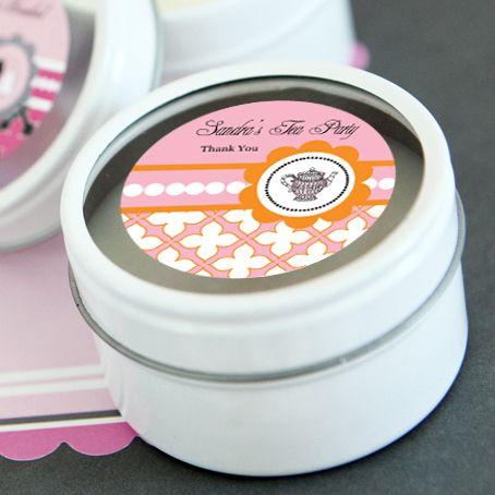 Tea Party Personalized Round Candle Tins