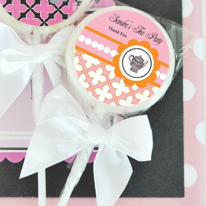 Tea Party Personalized Lollipop Favors