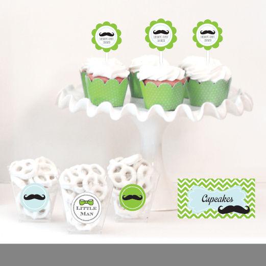 Little Man Party Cupcake Wrappers & Cupcake Toppers (Set of 24)