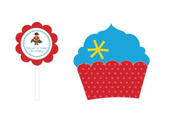 Super Hero Boy Birthday Cupcake Wrappers & Cupcake Toppers (Set of 24)
