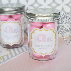 Pink Elephant Personalized Mini Mason Jars