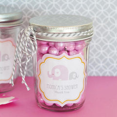 Pink Elephant Personalized Mini Mason Jars