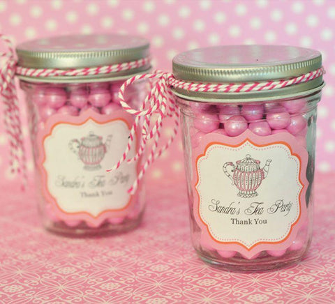 Tea Party Personalized Mini Mason Jars