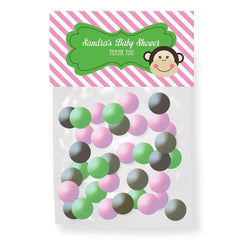 Pink Monkey Party Personalized Candy Bag Toppers