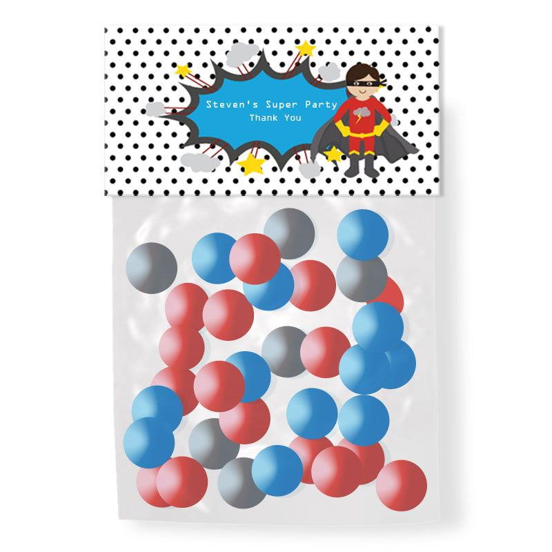 Super Hero Boy Birthday Personalized Candy Bag Toppers