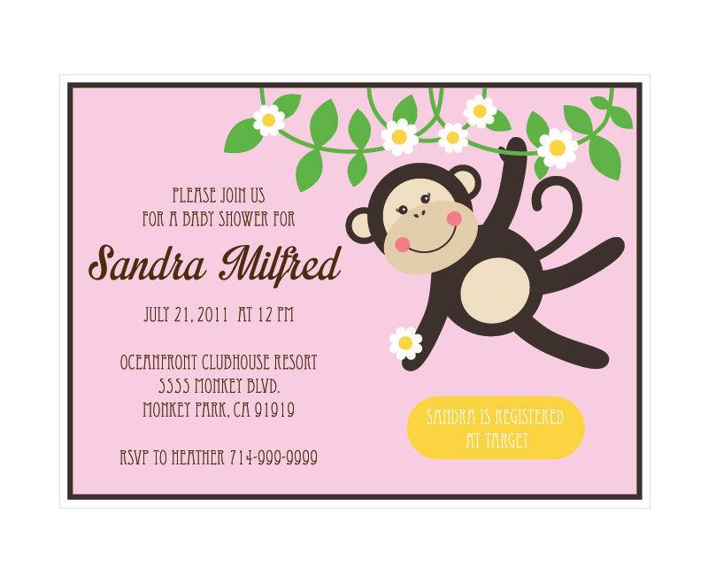 Pink Monkey Party Invitations