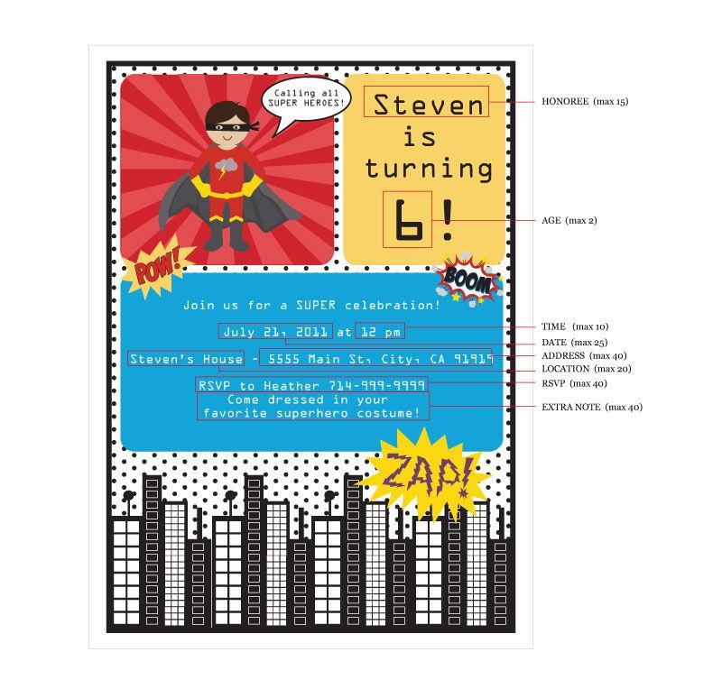 Super Hero Boy Birthday Invitations