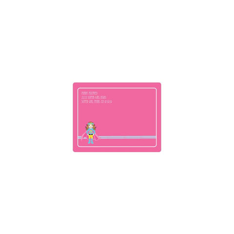Super Hero Girl Birthday Return Address Labels
