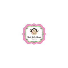 Pink Monkey Party Frame Personalized Labels