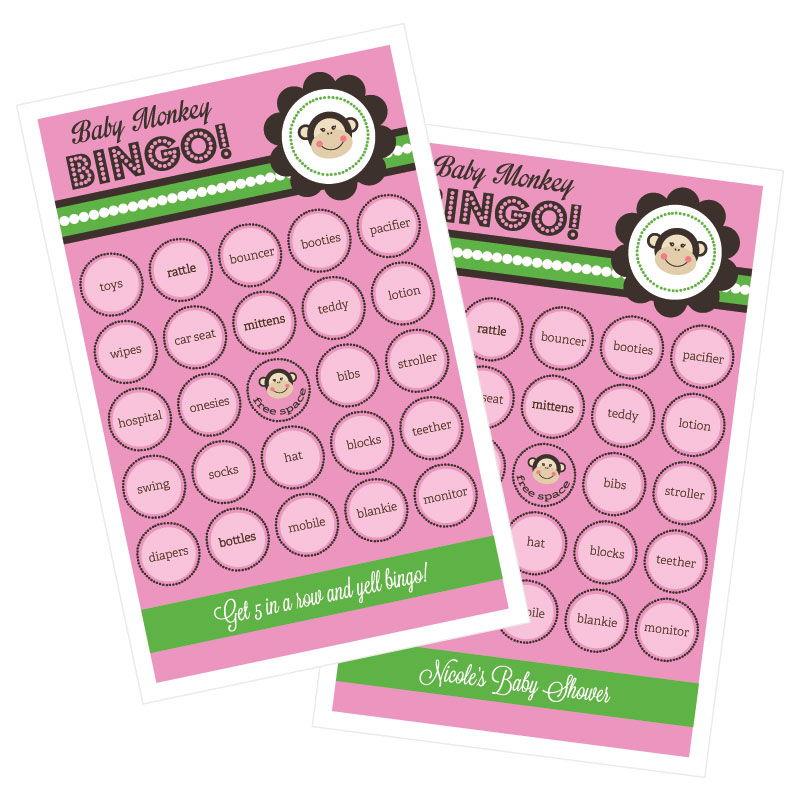 Pink Monkey Party Bingo (set of 16)
