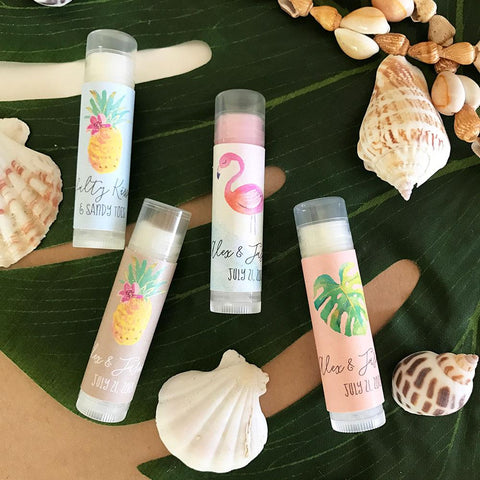 Personalized Tropical Beach Lip Balm Tubes for set of 24