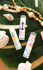 Personalized Tropical Beach Lip Balm Tubes for set of 24