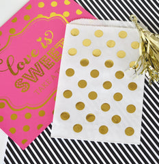 "Love is Sweet" Gold Foil Candy Buffet Bags (Set of 12)