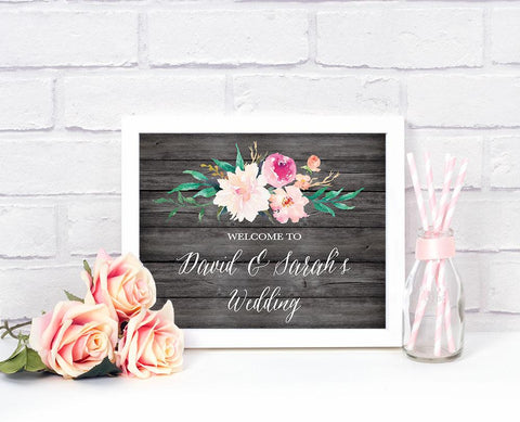 Floral Garden Custom Text Wedding Sign