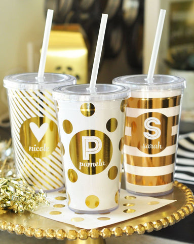 Personalized Metallic Foil Tumblers