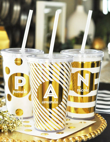 Personalized Metallic Foil Tumblers