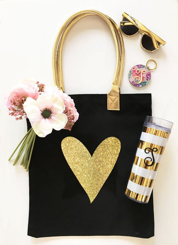 Glitter Heart Tote Bag