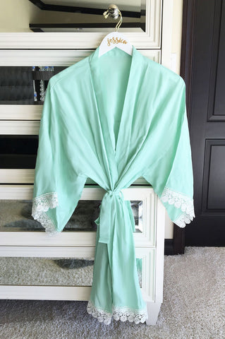 Cotton Lace Robes - Bridal Party Personalization Available