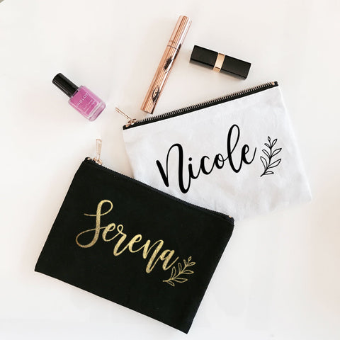 Personalized Custom Name Canvas Cosmetic Bag