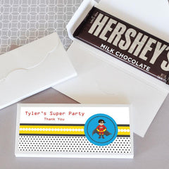Personalized Super Hero Boy Birthday Candy Wrapper Covers