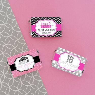 Personalized Sweet 16 or 15 Mini Candy Bar Wrappers