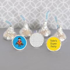 Personalized Super Hero Boy Birthday Hershey's® Kisses Labels Trio (Set of 108)