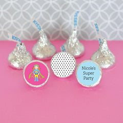 Personalized Super Hero Girl Birthday Hershey's® Kisses Labels Trio (Set of 108)