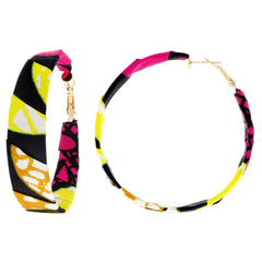 AFRICAN PRINT FABRIC HOOP EARRING