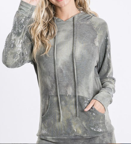 Tie Dye Camo Sequin Hoodie